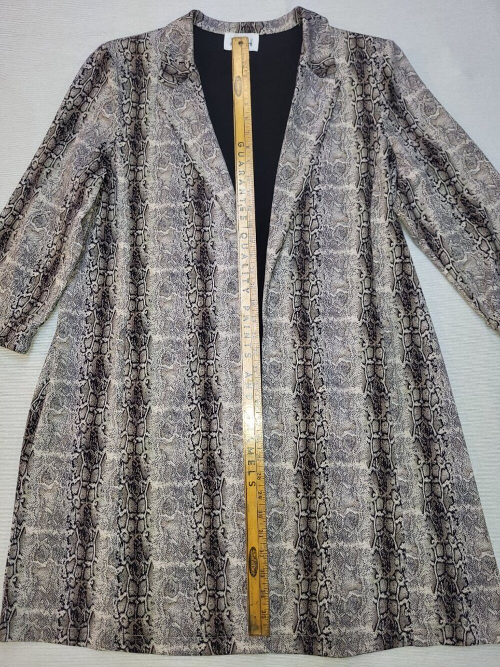 Joseph Ribkoff Snakeskin Print Open Front Long Duster Blazer Jacket Size 18 - Picture 4 of 11